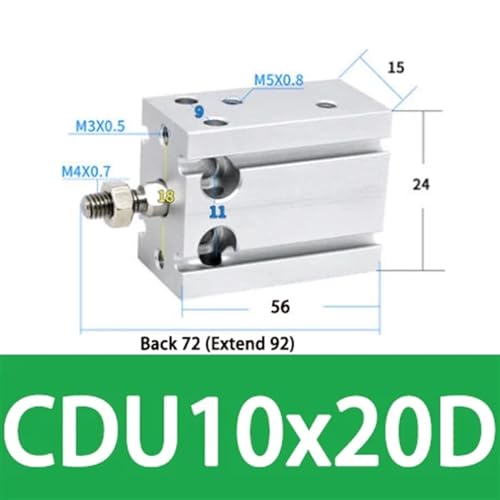 Cilindro neumático pequeño CDU10X20D de instalación libre y forma cuadrada 3