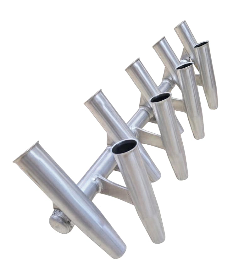 Krypt Rocket Launcher Rod Holder for Boat T Tops, Holds 9 Fishing Poles, Rods Up to 1.7 inch Diameter, CNC Machined 6061 Anodized Aluminum, Fits