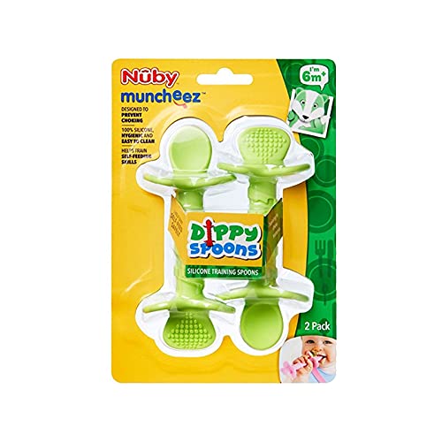 Muncheez Dippy Weaning Training Spoons 2 x 2Pk Green