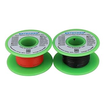 BNTECHGO 26 Gauge Silicone Wire Spool red and Black Each 100ft Flexible 26 AWG Stranded Copper Wire