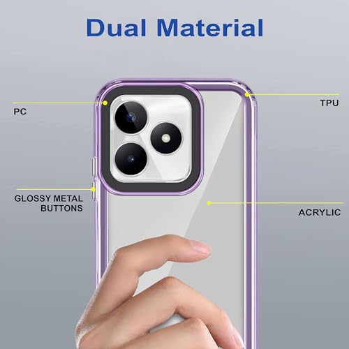 Image of Zapcase Back Case Cover for Realme C51 | Compatible for Realme C51 Back Cover | Case Cover with Camera Protection | (TPU + PC | Translucent Purple)