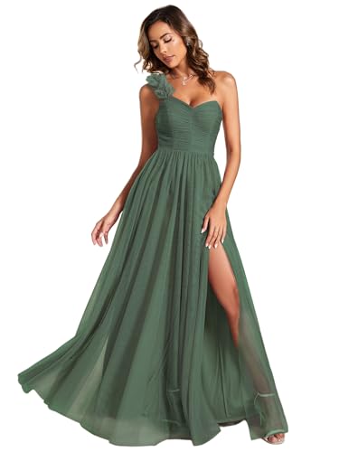 Ever-Pretty Women's One Shoulder Sleeveless Pleated A-Line Floor Length Bridesmaid Dresses 01911