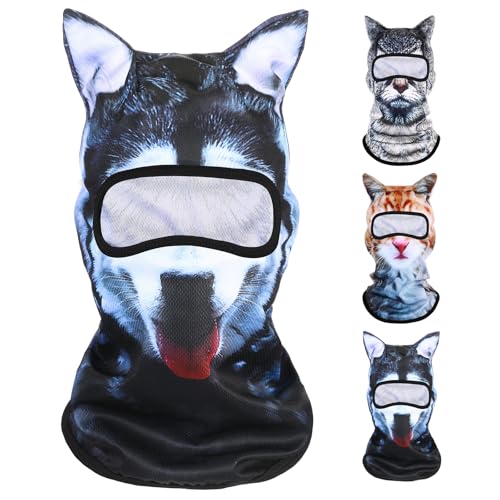 Shyyween 3D Cat Ski Mask Dog Balaclava Sheisty Winter Breathable Face Cover for Skiing Snowboarding Motorcycle Riding(1 Pcs,Husky)