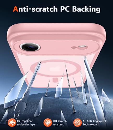 Image of FNTCASE for iPhone Air Case Matte: Magnetic Phone Cases with Screen Protector Drop Proof Compatible with Magsafe Slim Anti Yellowing Rugged Shockproof Protective Translucent Cell Cover (C-Pink)