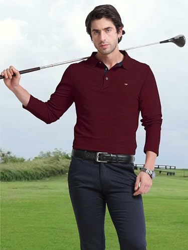 Image of STELLERS Men's Full Sleeve Polo T-Shirt | Feather Touch Feel | Odour Resistant | Wrinkle Free | Quick Dry | Stretchable | Lightweight | Anti-Static | UV Resistance | Anti-Microbial