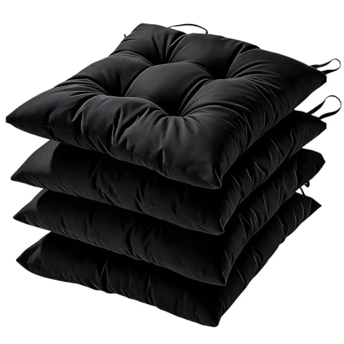 Cojines de patio exterior mullidos con lazos para sillas de comedor 2