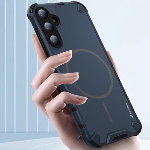 Image of KARWAN Tough Shockproof Back Case Cover Compatible with Samsung A55 Dual Layer Armor Protection with Matt Finish,Edge Guard Bumper Heavy Duty Cover with Magnetic MagEase Wireless Charging (Blue)