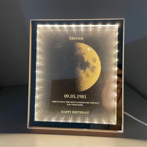 Veilleuse personnalisée phase de lune gravée pour graver vos souvenirs de famille