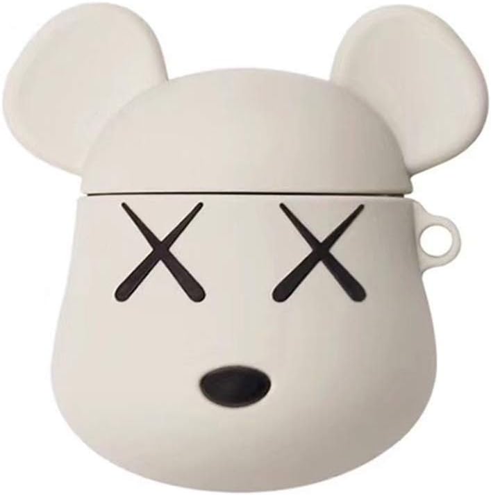 VvXx Practical Generous&Design Fashion Cute Bear Soft Silicone Wireless Bluetooth Earbuds Headset Case Protctive Cover Box for Apple Airpods 1/2 Earphone Accessories (White)
