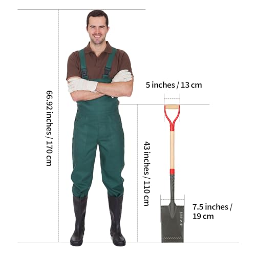 HANTOP Flat Shovel - Square Point Shovel for Digging, Gardening, Planting & Edging, 43 inches