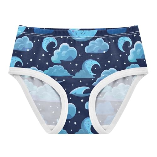 Whimsical Night Sky Moon Cloud Blue Girl Panties Cute Girls Underwear Toddler Cotton Animal Briefs Kids Undies 2t