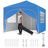 BKSXSOP Gazebo Plegable para Exteriores, toldo Ajustable de 3 x 3 m con 4 Paredes Laterales extraíbles, Bolsa con Ruedas, Sacos de Arena, Anclajes y 8 estacas, Carpa Plegable para Eventos