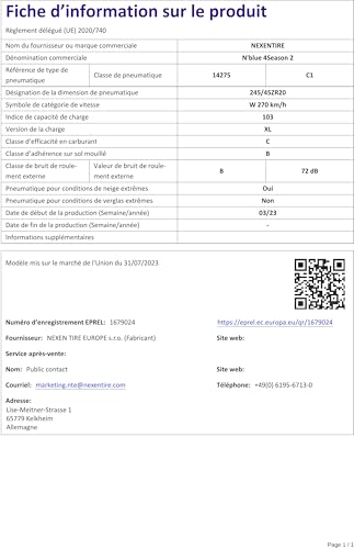 Ganzjahresreifen 245/45 R20 von Nexen, 103W XL, Allwetterreifen