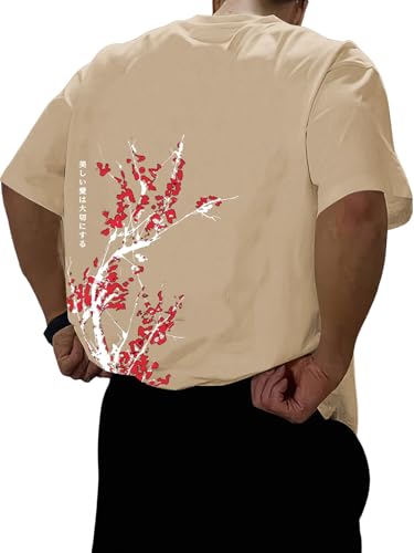 Image of COZYEASE Men's Japanese Koi Fish Graphic Tees Short Sleeve Crew Neck T-Shirt Casual Summer Tops
