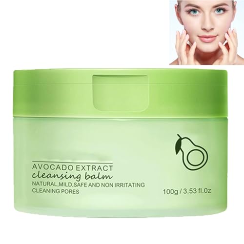 Bálsamo Limpiador de Aguacate Verde,Crema Desmaquillante Portátil Refrescante y Limpia,Suave Refrescante,Disuelve Residuos de Maquillaje,100G