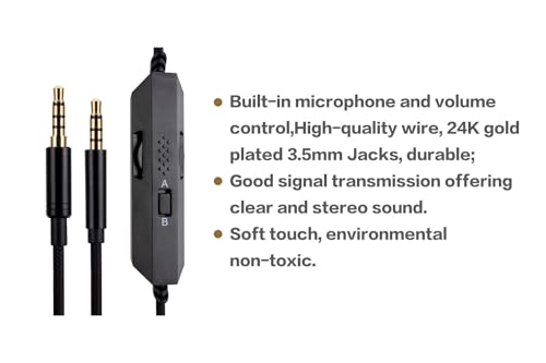 G PRO X G233 G433 G PRO Ersatzkabel, kompatibel mit Logitech G PRO X G233 G433 G PRO Gaming-Headset, Inline-Stummschaltung, Lautstärkeregler mit Mikrofon, Kopfhörer-Audio-Verlängerungskabel