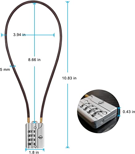 SISAV 4 Digit Cable Combination Locks 20 inches(50cm) Bold Cable for School Gym Locker,Helmet,Filing Cabinets,Toolbox,Luggage Suitcase,knapsack,Cable 5mm Diameter,Silver - Image 2