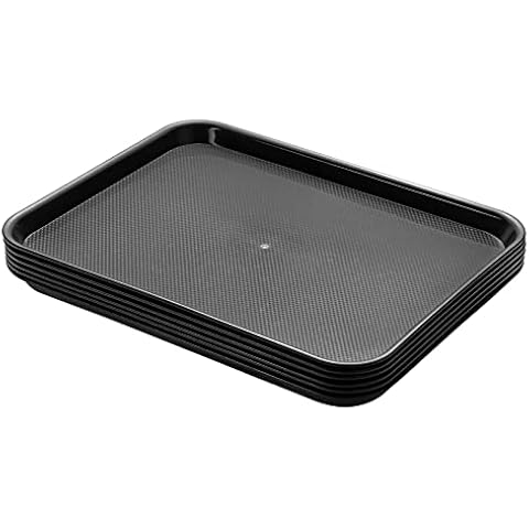 Aebeky Plastic Cafeteria Trays,Fast Food Serving Trays,13"X17",Set of 6 (Black) Cover
