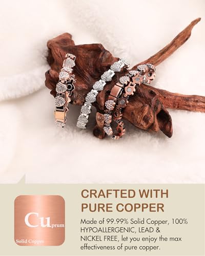 Feraco Copper Bracelets for Women, Ultra Strength Magnetic Bracelet - image 5