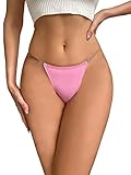 GORGLITTER Women's Seamless G String Thongs Underwear Clear Invisible No Show Low Rise Panties Pink Medium