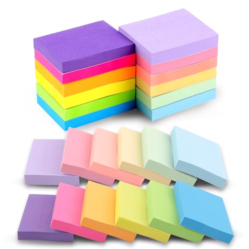12 Stück Klebezettel, Haftnotizen Klein, 50X38mm Sticky Notes, 12 Farben Selbstklebende Haftnotizzettel Klebezettel Bunt für Büro Zuhause Schule Sitzung