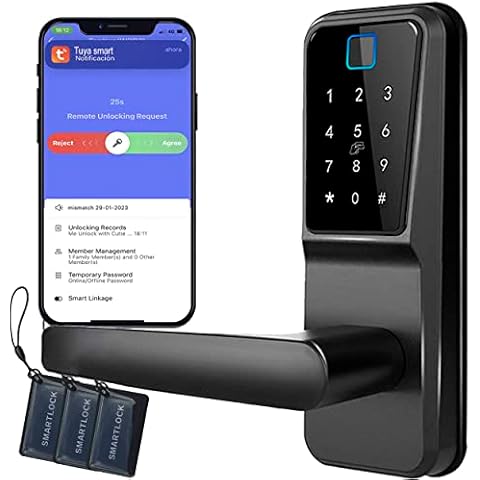 Fingerprint Door Lock,Keyless Entry Keypad Door Lock,Smart Door Lock,Passcode Digital Biometric Code Door Lock with Handle/WiFi Remotly/Large Touch Screen,Electronic Cover