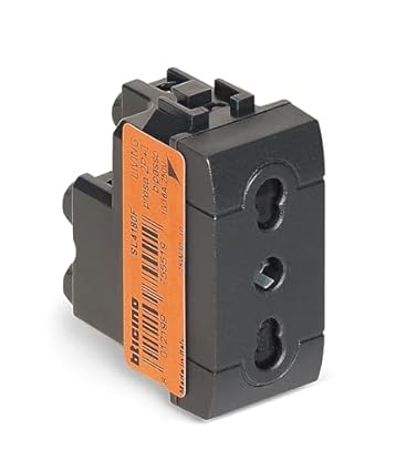Foto di BTICINO SL4180F Presa Bipasso Livinglight, Presa Elettrica da Muro Standard Italiano 10/16A, Alveoli Protetti, 1 Modulo, Colore Nero ANtracite, Made in Italy