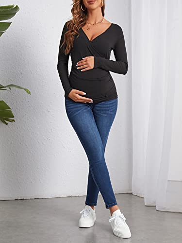 Floerns Women's Maternity Jeans High Waist Skinny Comfy Stretch Pregnancy Pants Dark Blue L #TOP5