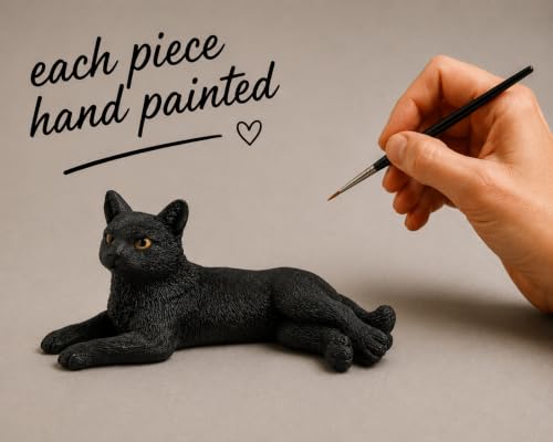 Statuette de chat miniature noir, cadeau pour passionnés - 7