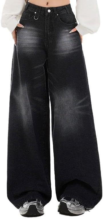American Retro Wide-Leg Jeans for Women,High-Waisted and Loose Pants