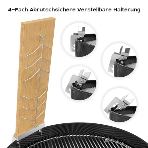 onlyfire Flammlachsbrett, 2er Set Flammlachsbretter mit 4-Fach Verstellbare Edelstahl-Halterung, Grillzubehör für Feuerschalen und Kugelgrill, Beidseitig Verwendbar, Wiederverwendbar