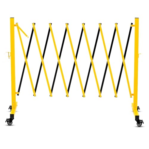 Expandable Metal Barricade, 11 Feet, Mobile Safety Barrier Gate with Casters, Portable Retractable Fence, Indoor and Outdoor, Foldable,ence Mobile Barricade Safety Barrier, Pet Fence Gate Adjustable