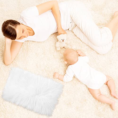 Wllhyf 20Inch Faux Sheepskin Fur Fuzzy Rug, Luxury Fuzzy Sheepskin Area Rugs Ultra Soft Rectangle White Furry Rugs For Bedroom Living Room Sofa Shaggy Silky Plush Carpet Bedside Rug Floor Mat #TOP5