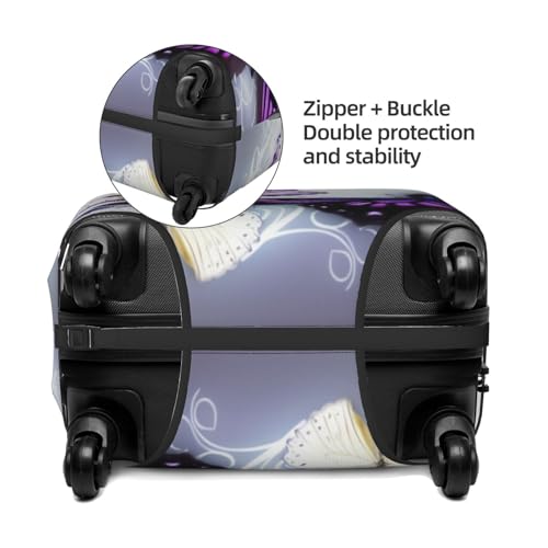 White Purple Butterflies Luggage Cover Dustproof Suitcase Cover Elastic Washable Travel Luggage Protector Suitcase Protector Stretch Baggage Protector for 18-32 Inch Luggage Medium3