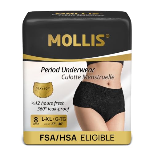 MOLLIS Disposable Period Underwear Postpartum Panties L/XL Black 8Ct