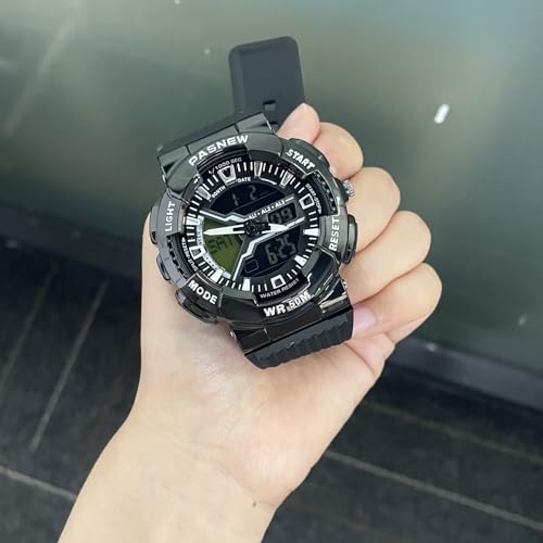 Image of PASNEW Boys' Watches - Dual Display, Large Dial Sport Watch, Black Outdoor Watch for Boys & Teens - Waterproof