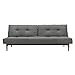 Produktbild Innovation Splitback Styletto Schlafsofa Holz dunkel 210x90cm, dunkelgrau Stoff 216 Flashtex Dark Grey Gestell Stahl schwarz Füße Dunkles Holz