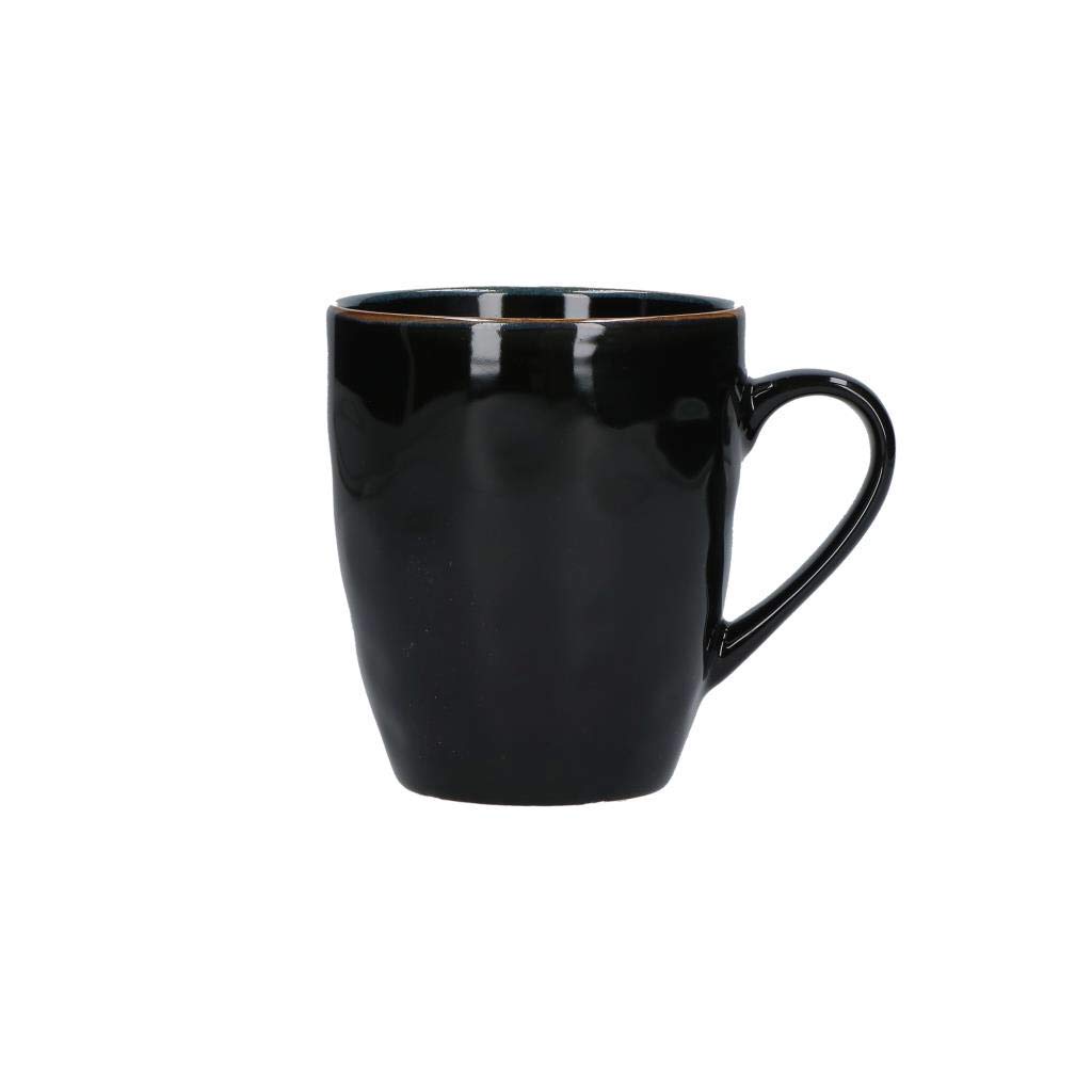 Rose e Tulipani PR134900149 Roses and Tulips Concert Red Fire Flat 27Cm Stoneware Mug Black, Plastic
