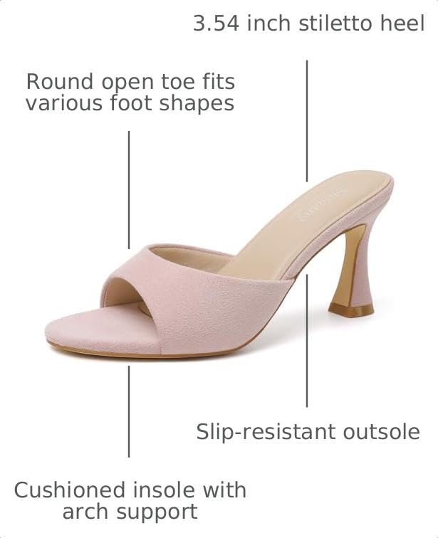 Image of Susanny High Heels for Women Pointed Open Toe Strappy Chunky Block Heels Ankle Strap Stiletto Kitten Heeled Sandals Wedding Bridal Party Prom Sexy Dress Shoes