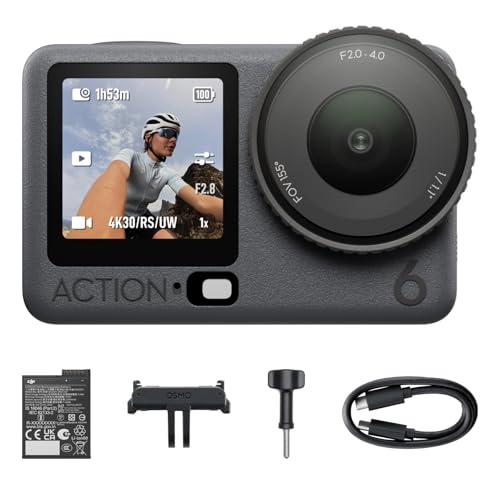 Image of DJI Osmo Action 6 Standard Combo, Action Camera with 1/1.1″ Square Sensor, Variable Aperture of f/2.0–f/4.0, Cold-Resistant, 4hrs Battery, Action Camera 8K Ideal for Quick Capture of Exciting Moments