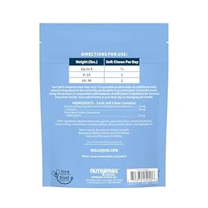 Nutramax Solliquin Calming Behavioral Health Supplement for Small to Medium Dogs and Cats - With L-Theanine, Magnolia / Phellodendron, and Whey Protein Concentrate, 75 Soft Chews Nutramax Solliquin Calming Behavioral Health Supplement for Small to Medium Dogs and Cats With L Theanine Magnolia Phellodendron and Whey Protein Concentrate 75 Soft Chews