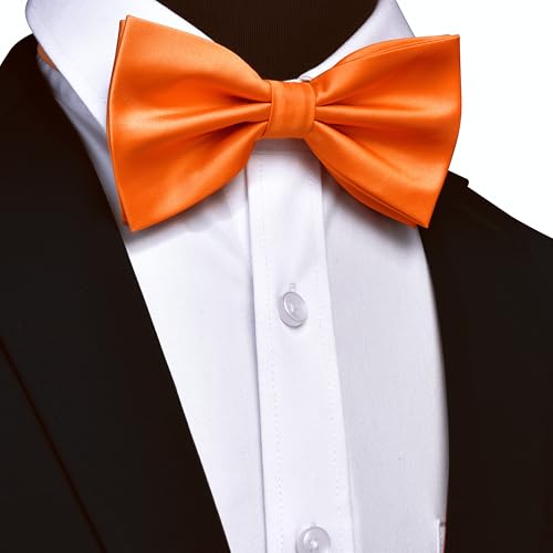 Image of GUSLESON Men's 3-pc Solid Color Bow Tie Gift Set - Double‑Fold Pre-Tied Bow Tie, Pocket Square, Cufflinks - Wedding Formal Party