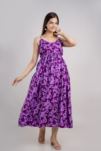 Image of Women Regular fit Rayon Dress|Western Dress|Sleeveless (in, Alpha, XL, Purple)