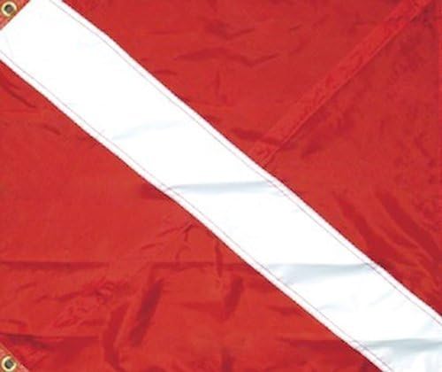 SeaSense Nylon Diver Down 3 Tier Dive Flag With Stiffener Rod 20-Inch x 24-Inch