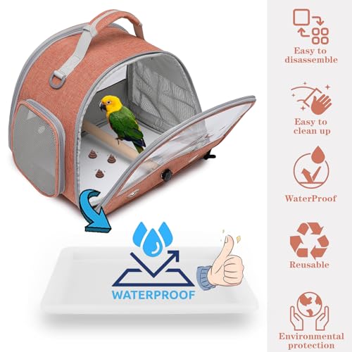 Bird-Carrier-Backpack-CageBird-Travel-Carrier-Backpack-Parrot-Carrier-Transparent-Breathable-Bird-Cage-Lightweight-Bird-Carriers-Flax-Orange