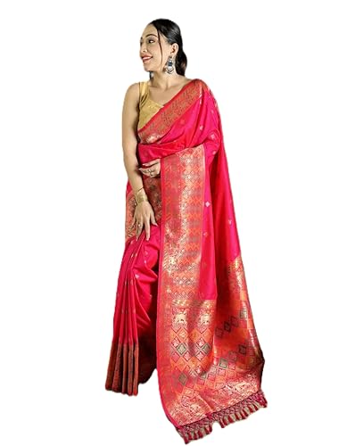 Pandadi Saree Soft Banarasi Lichi Silk Pink Saree Patola Style Multicolour Minakari Weaving with Designer Pall