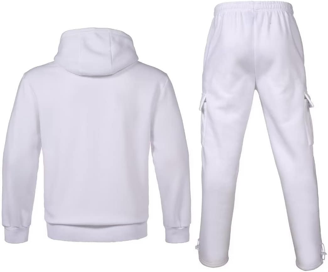 Men's Tracksuit Sets Outfit Activewear Full Zip Fleece Hoodie Jacket Cargo Sweatpant 2 Piece Casual Sweatsuit - Image 4