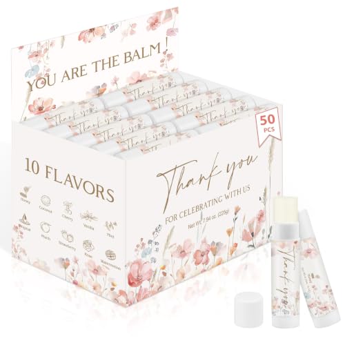 Image of 50 Pack Moisturizing Lip Balms Bulk Wild Flower Floral Wedding Gifts Party Favors Baby Bridal Shower Bachelorette Birthday Reception Ideas Thank You You Are The Balm Beeswax Christian Women