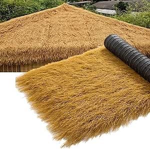 Niusabou One Color Straw Roof Mats, Artificial Thatch Roll Fire Retardant For Cabana Pool Garden Multiple Sizes(1 * 11M(3.2 * 36Ft))