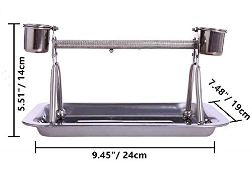 Image of Litewood Bird Perch Stand Stainless Steel Table Rack with Feeder Cups Tray for Budgie Parakeet Cockatiel Conure Finch